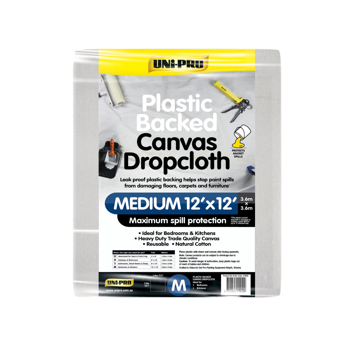 UNi-PRO Heavy Duty Plastic Backed Canvas Dropcloth Range
