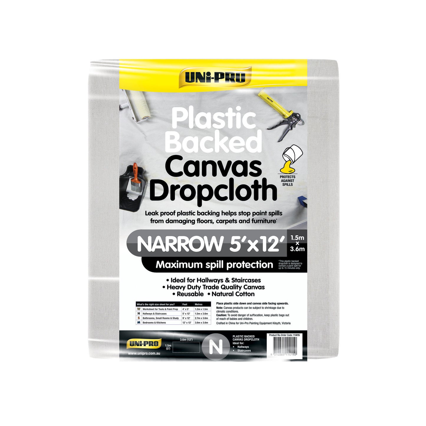 UNi-PRO Heavy Duty Plastic Backed Canvas Dropcloth Range