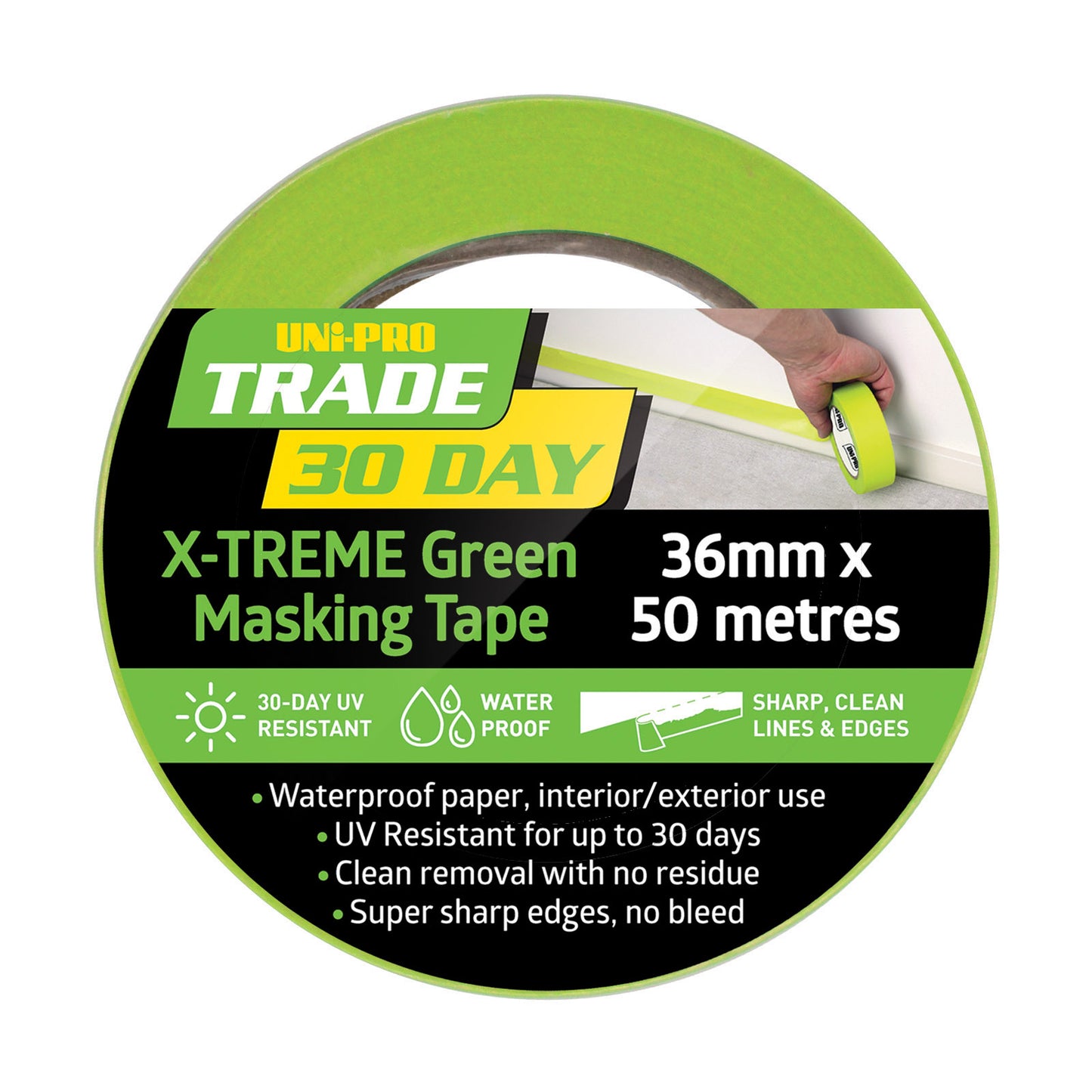 UNi-PRO Trade 30 Day X-TREME Green Masking Tape Range