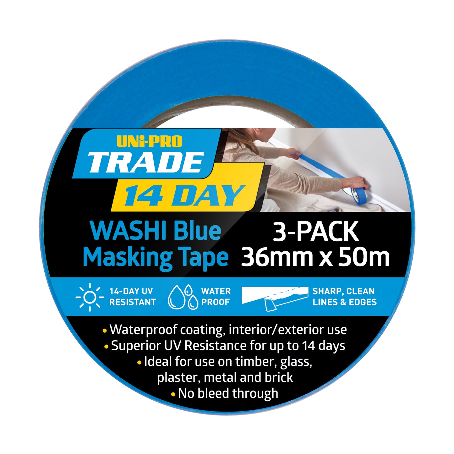 UNi-PRO Trade 14 Day Blue Washi Masking Tape Range