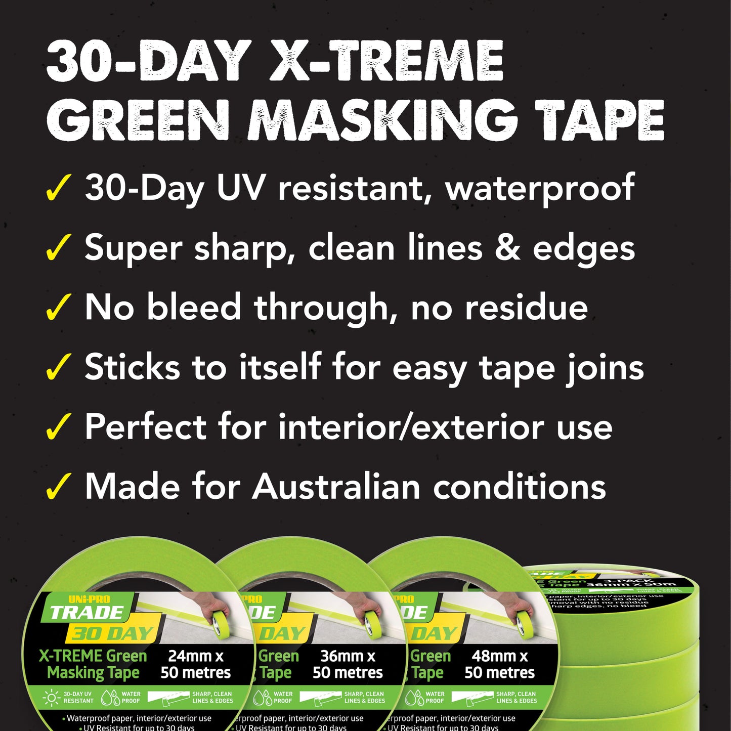 UNi-PRO Trade 30 Day X-TREME Green Masking Tape Range